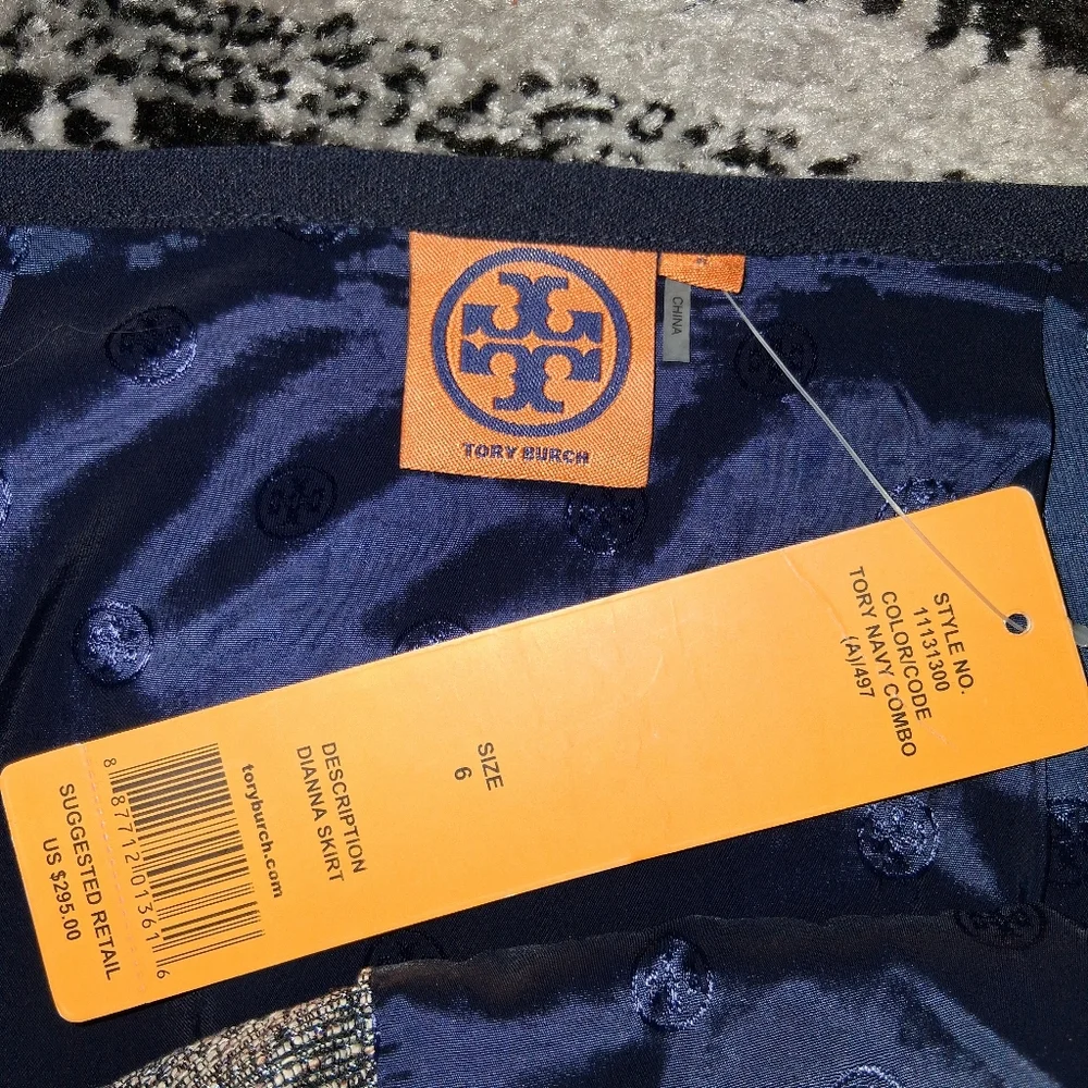 NWT Tory Burch Size 6 Tan & Blur Faux Wrap Jacquard Skirt! - Picture 8 of 15